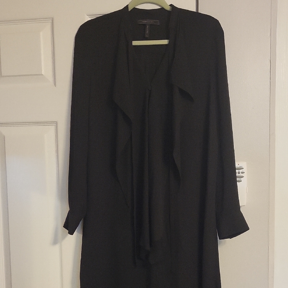 BCBGMaxAzria Black Long Sleeve Draped Maxi Dress